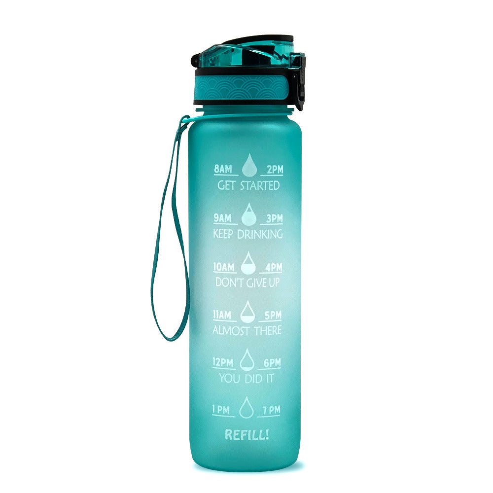 Bouteille d'eau Tritan 1L avec indicateur horaire et couvercle étanche motivant - IVOIRART.COM