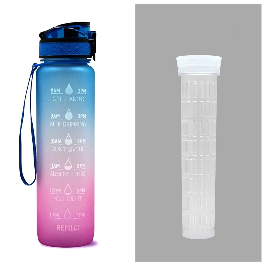 Bouteille d'eau Tritan 1L avec indicateur horaire et couvercle étanche motivant - IVOIRART.COM