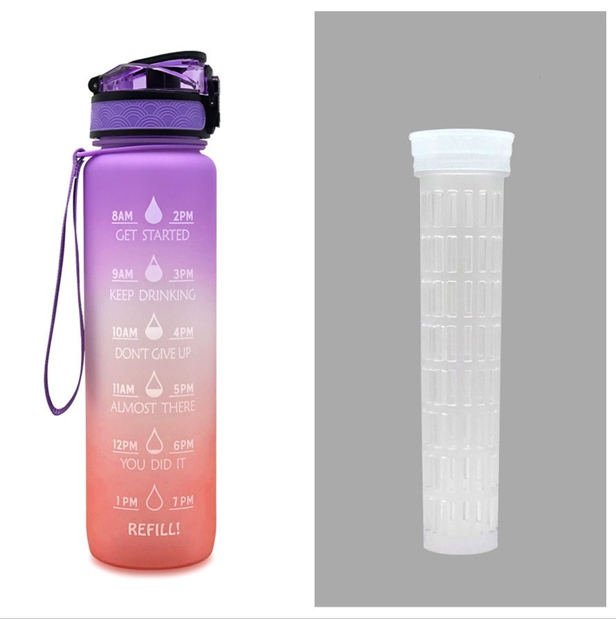 Bouteille d'eau Tritan 1L avec indicateur horaire et couvercle étanche motivant - IVOIRART.COM