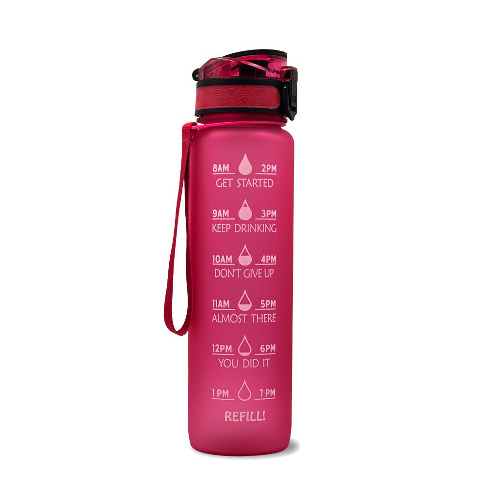 Bouteille d'eau Tritan 1L avec indicateur horaire et couvercle étanche motivant - IVOIRART.COM