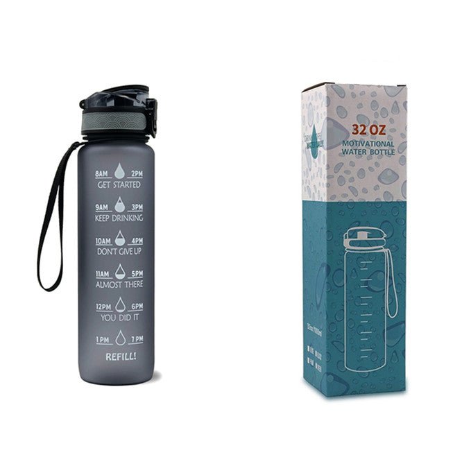 Bouteille d'eau Tritan 1L avec indicateur horaire et couvercle étanche motivant - IVOIRART.COM