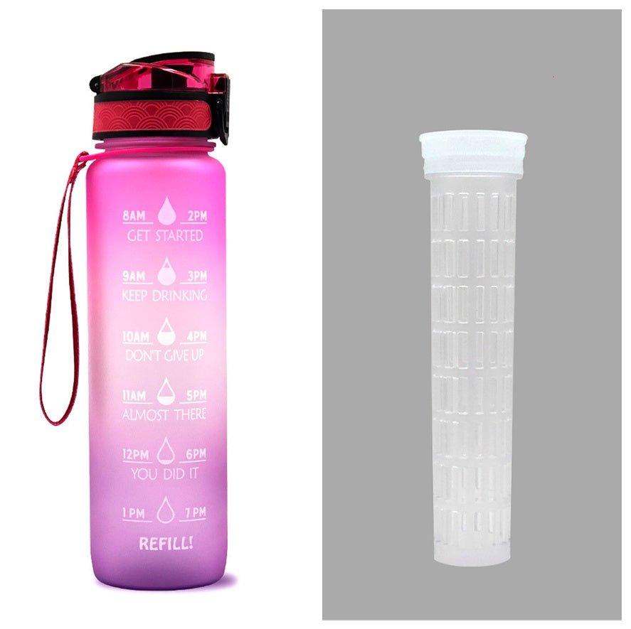 Bouteille d'eau Tritan 1L avec indicateur horaire et couvercle étanche motivant - IVOIRART.COM