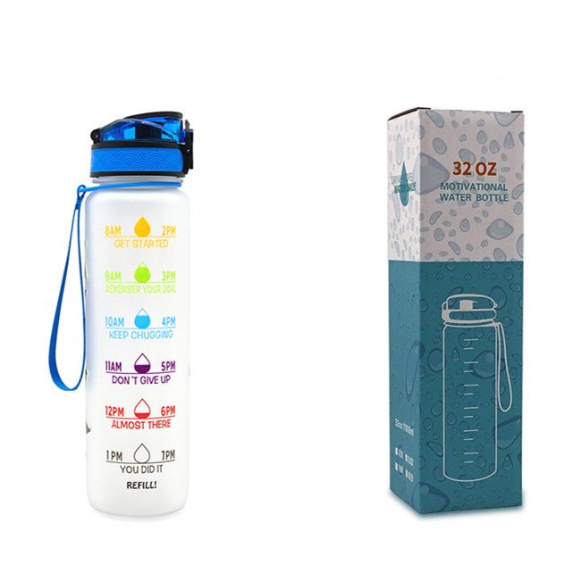Bouteille d'eau Tritan 1L avec indicateur horaire et couvercle étanche motivant - IVOIRART.COM