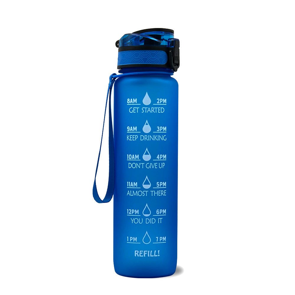Bouteille d'eau Tritan 1L avec indicateur horaire et couvercle étanche motivant - IVOIRART.COM