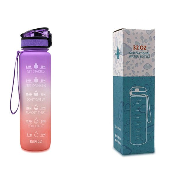 Bouteille d'eau Tritan 1L avec indicateur horaire et couvercle étanche motivant - IVOIRART.COM