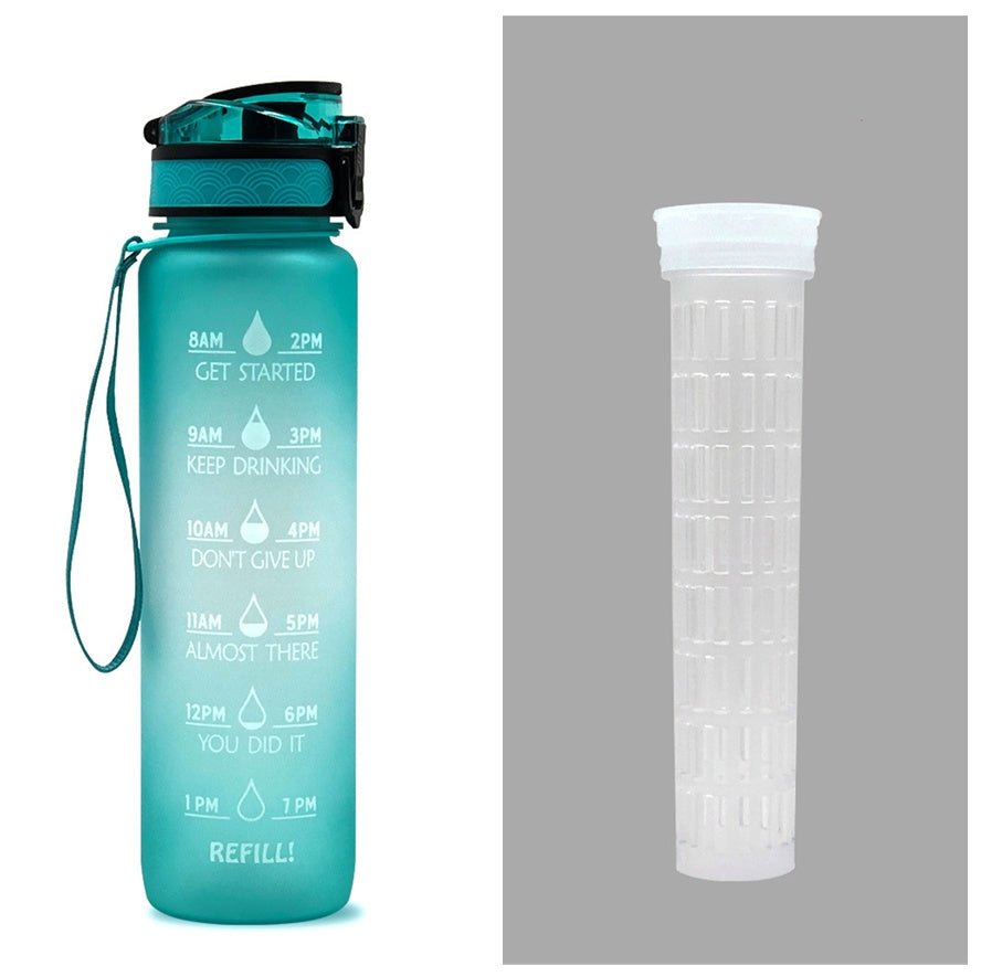 Bouteille d'eau Tritan 1L avec indicateur horaire et couvercle étanche motivant - IVOIRART.COM