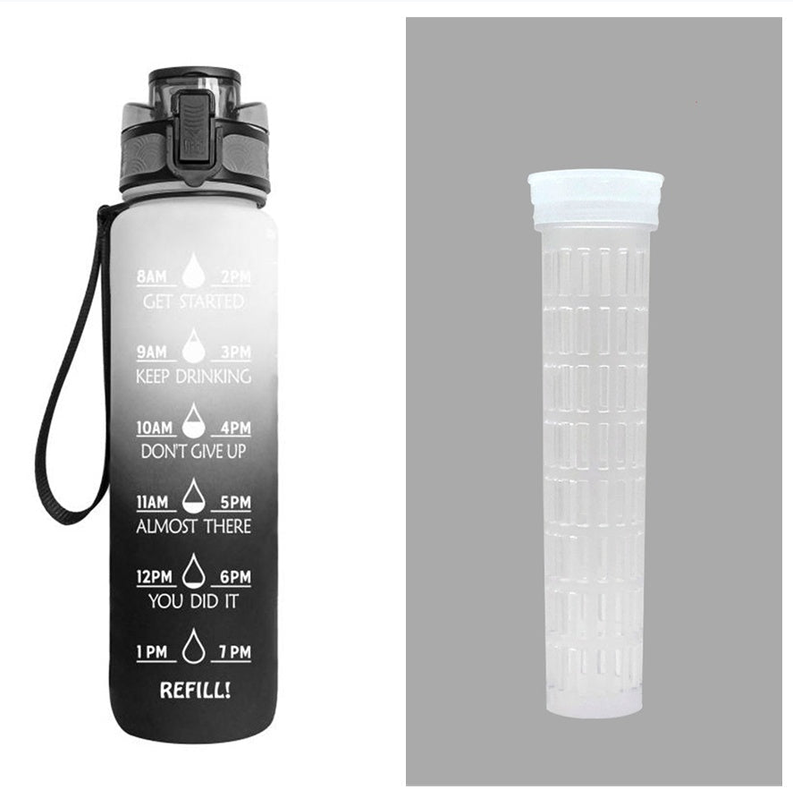 Bouteille d'eau Tritan 1L avec indicateur horaire et couvercle étanche motivant - IVOIRART.COM