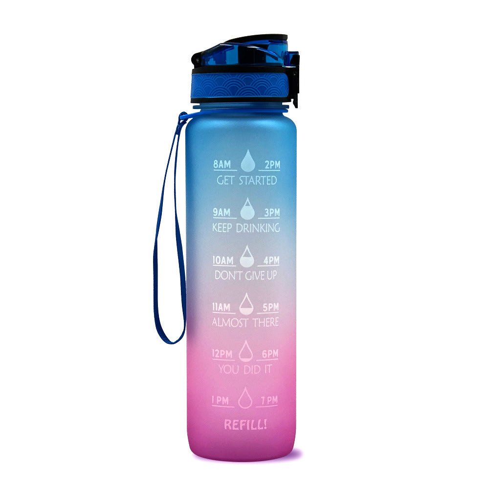 Bouteille d'eau Tritan 1L avec indicateur horaire et couvercle étanche motivant - IVOIRART.COM