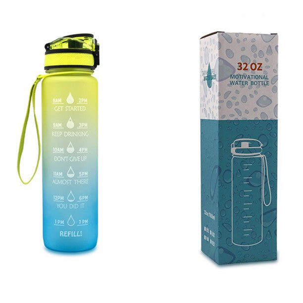 Bouteille d'eau Tritan 1L avec indicateur horaire et couvercle étanche motivant - IVOIRART.COM