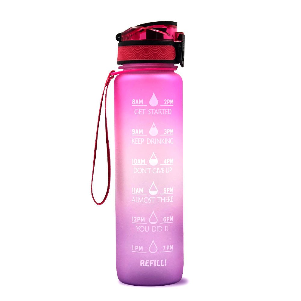 Bouteille d'eau Tritan 1L avec indicateur horaire et couvercle étanche motivant - IVOIRART.COM