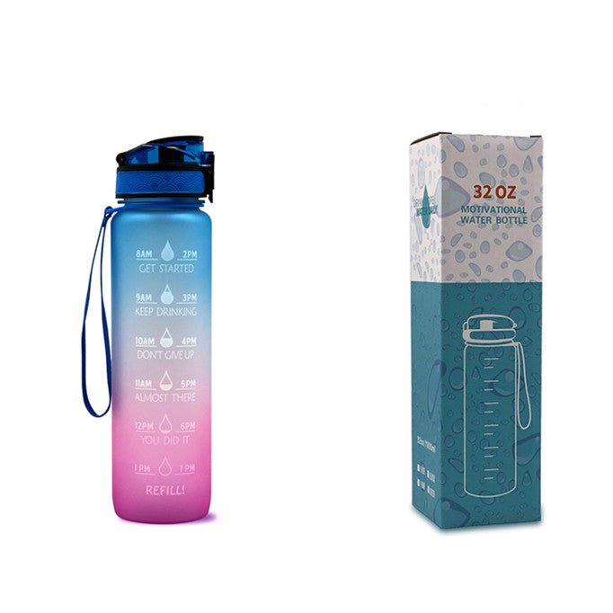Bouteille d'eau Tritan 1L avec indicateur horaire et couvercle étanche motivant - IVOIRART.COM