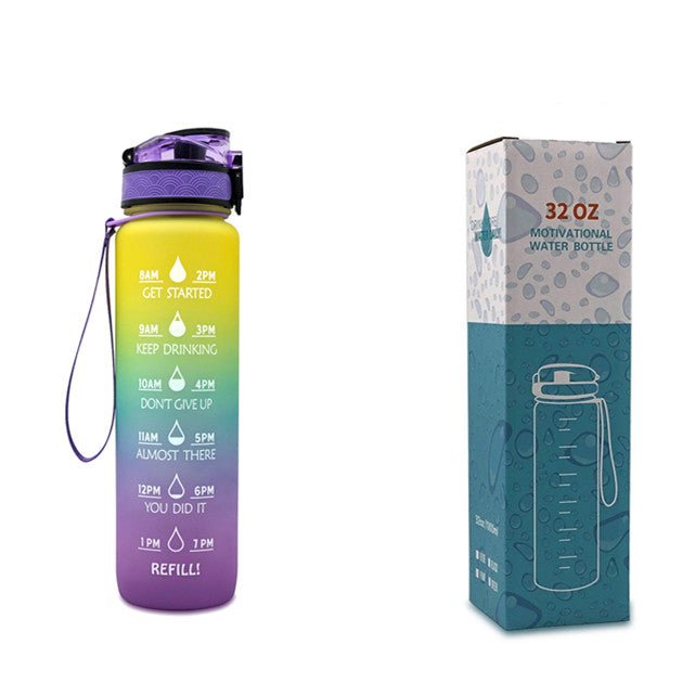 Bouteille d'eau Tritan 1L avec indicateur horaire et couvercle étanche motivant - IVOIRART.COM