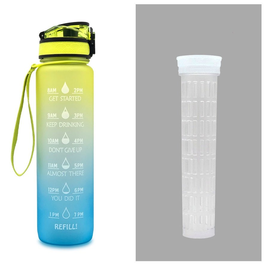 Bouteille d'eau Tritan 1L avec indicateur horaire et couvercle étanche motivant - IVOIRART.COM