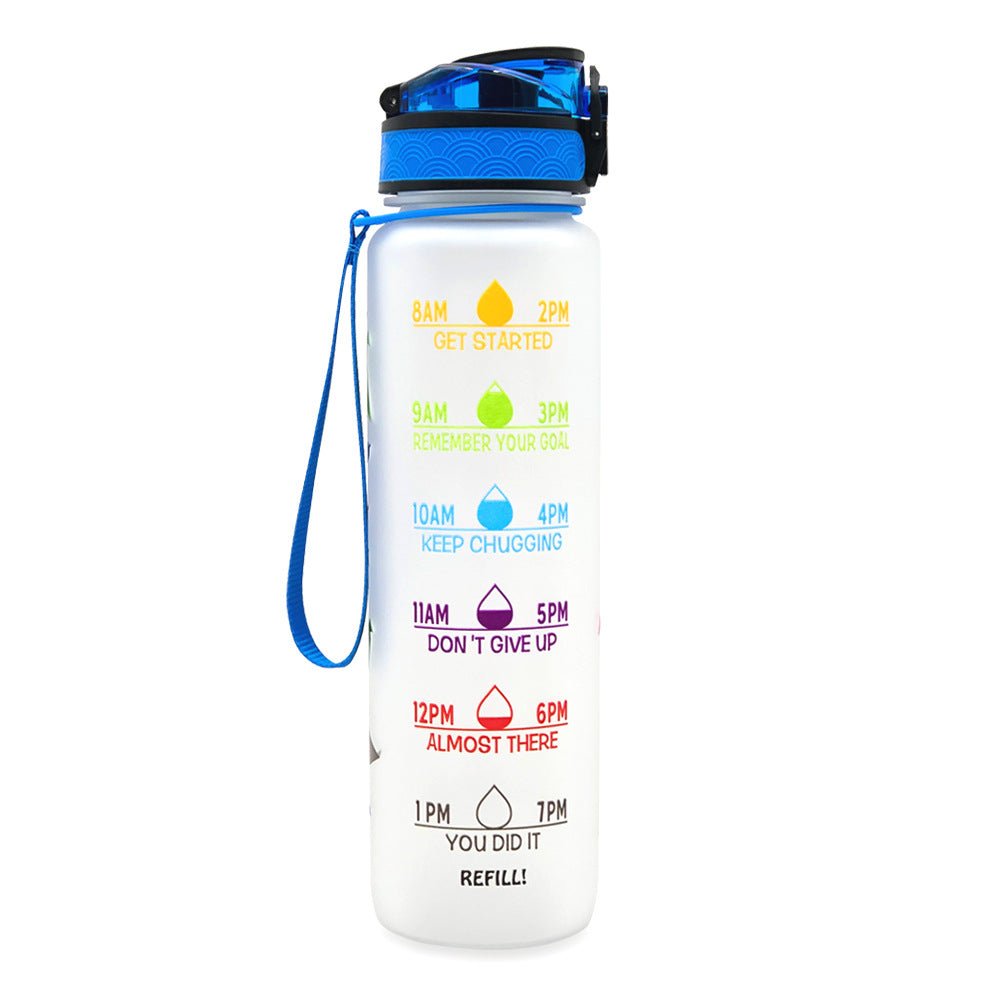 Bouteille d'eau Tritan 1L avec indicateur horaire et couvercle étanche motivant - IVOIRART.COM
