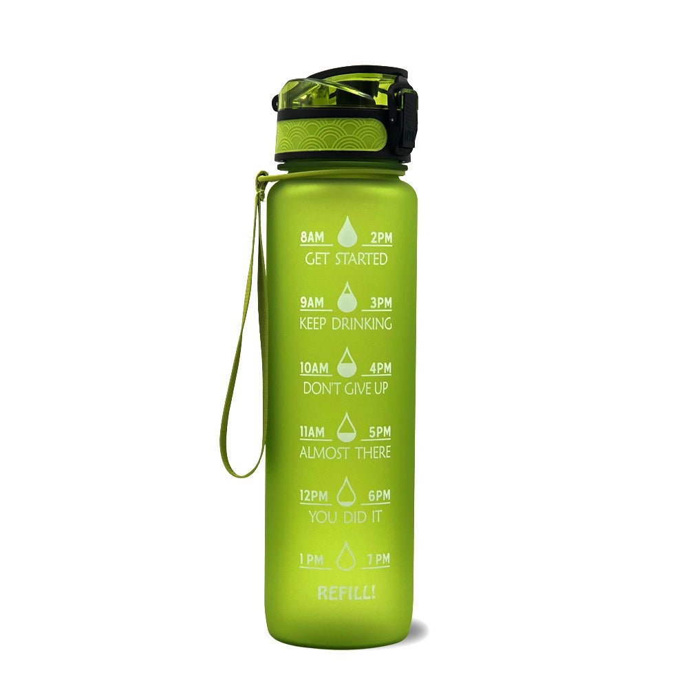 Bouteille d'eau Tritan 1L avec indicateur horaire et couvercle étanche motivant - IVOIRART.COM