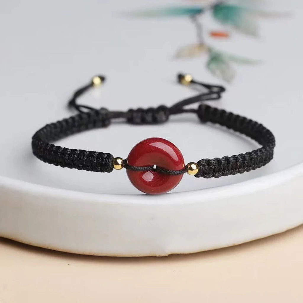 Bracelet à Boucle de Sécurité en Cinabre Or Pourpre Brut de Style Ethnique - IVOIRART.COM