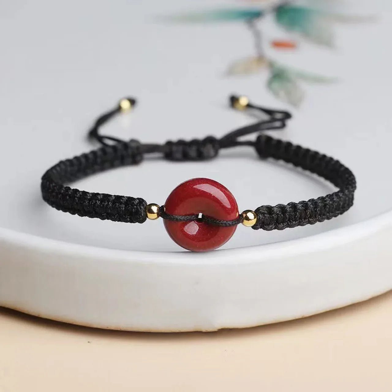 Bracelet à Boucle de Sécurité en Cinabre Or Pourpre Brut de Style Ethnique - IVOIRART.COM