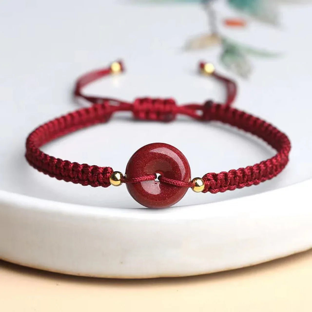 Bracelet à Boucle de Sécurité en Cinabre Or Pourpre Brut de Style Ethnique - IVOIRART.COM