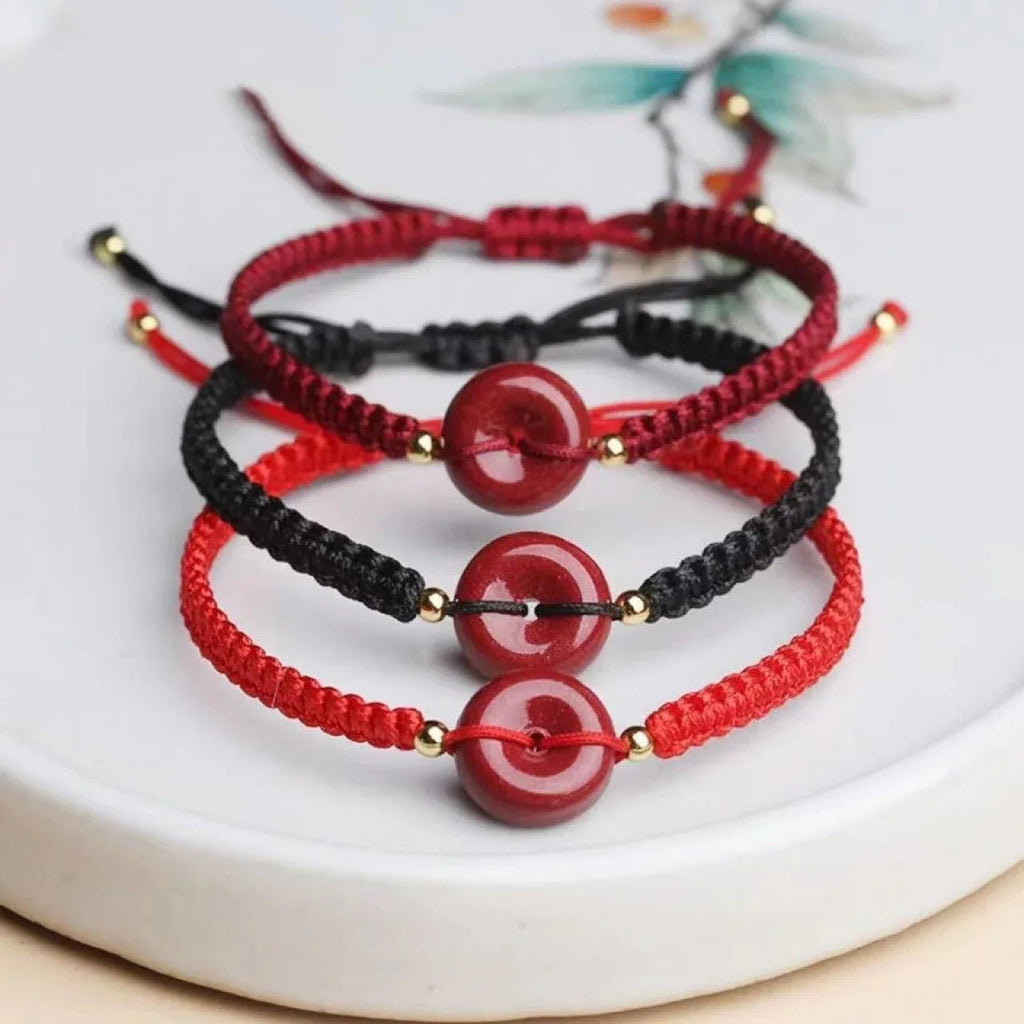 Bracelet à Boucle de Sécurité en Cinabre Or Pourpre Brut de Style Ethnique - IVOIRART.COM