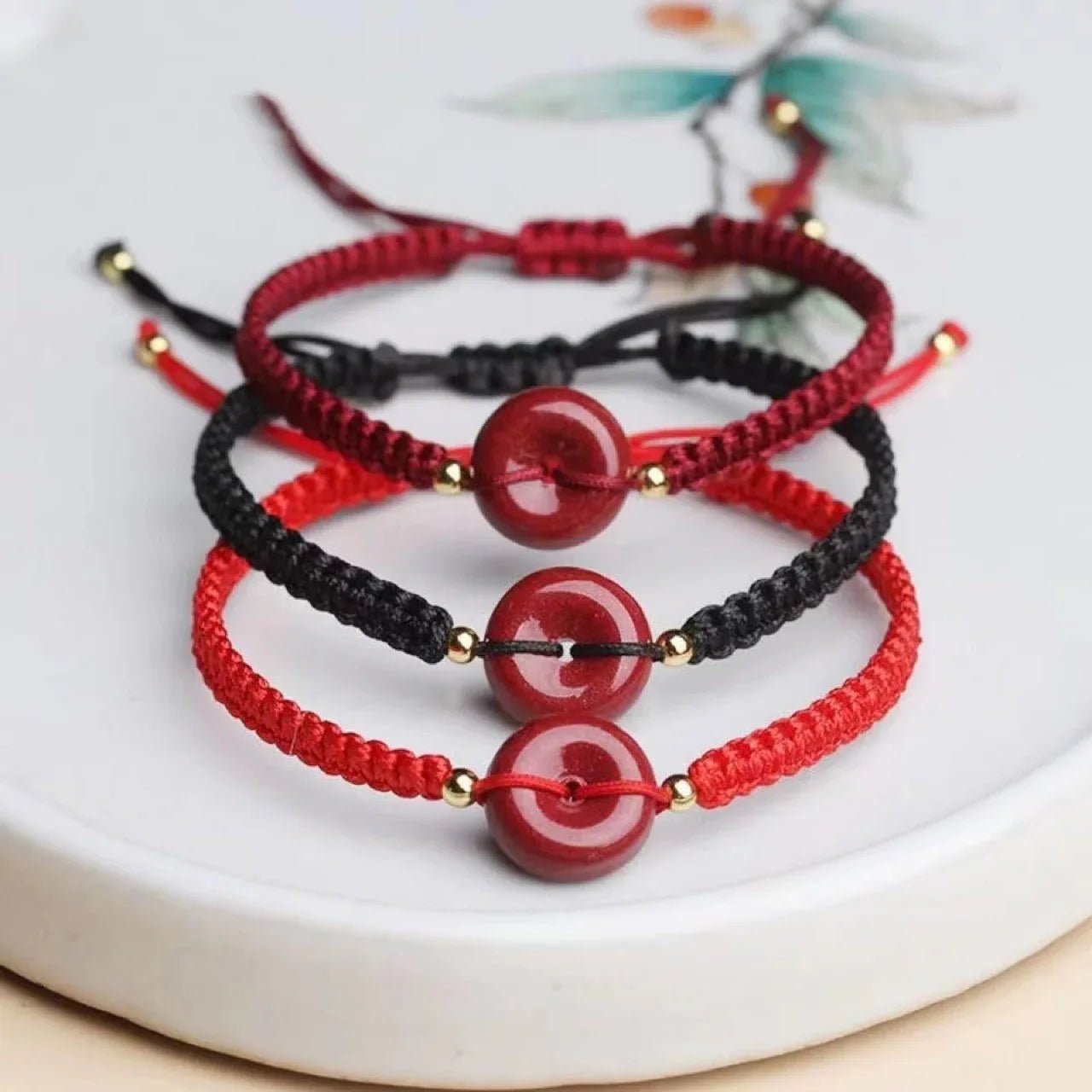 Bracelet à Boucle de Sécurité en Cinabre Or Pourpre Brut de Style Ethnique - IVOIRART.COM