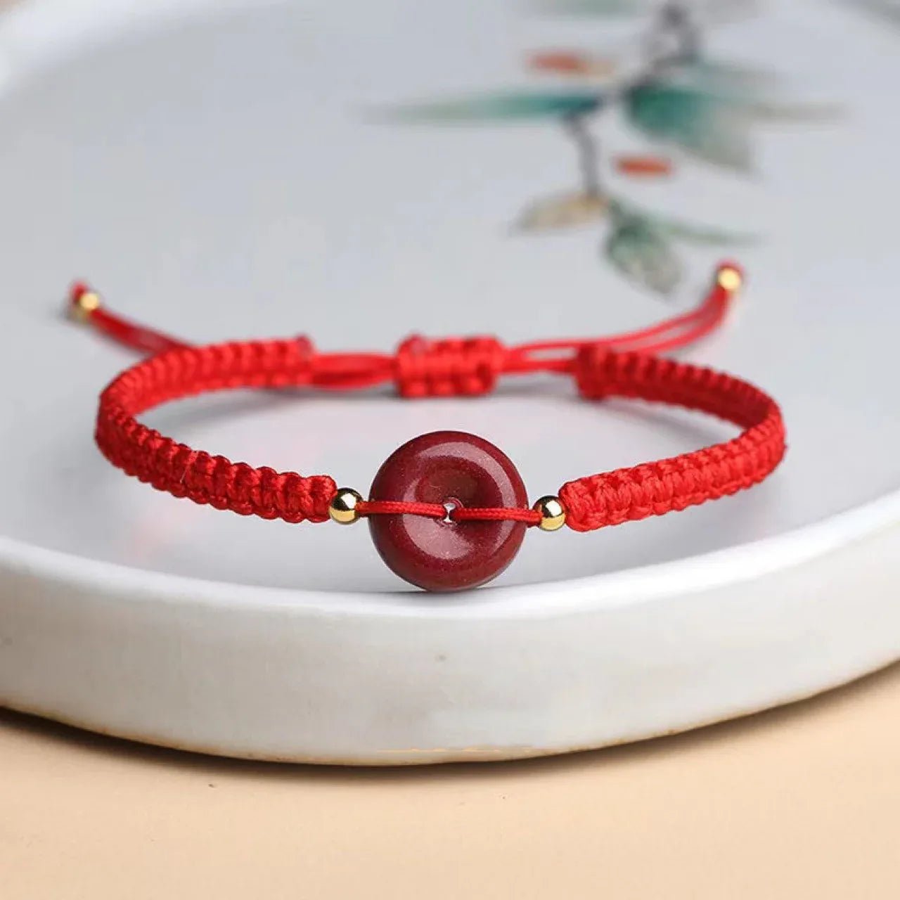 Bracelet à Boucle de Sécurité en Cinabre Or Pourpre Brut de Style Ethnique - IVOIRART.COM