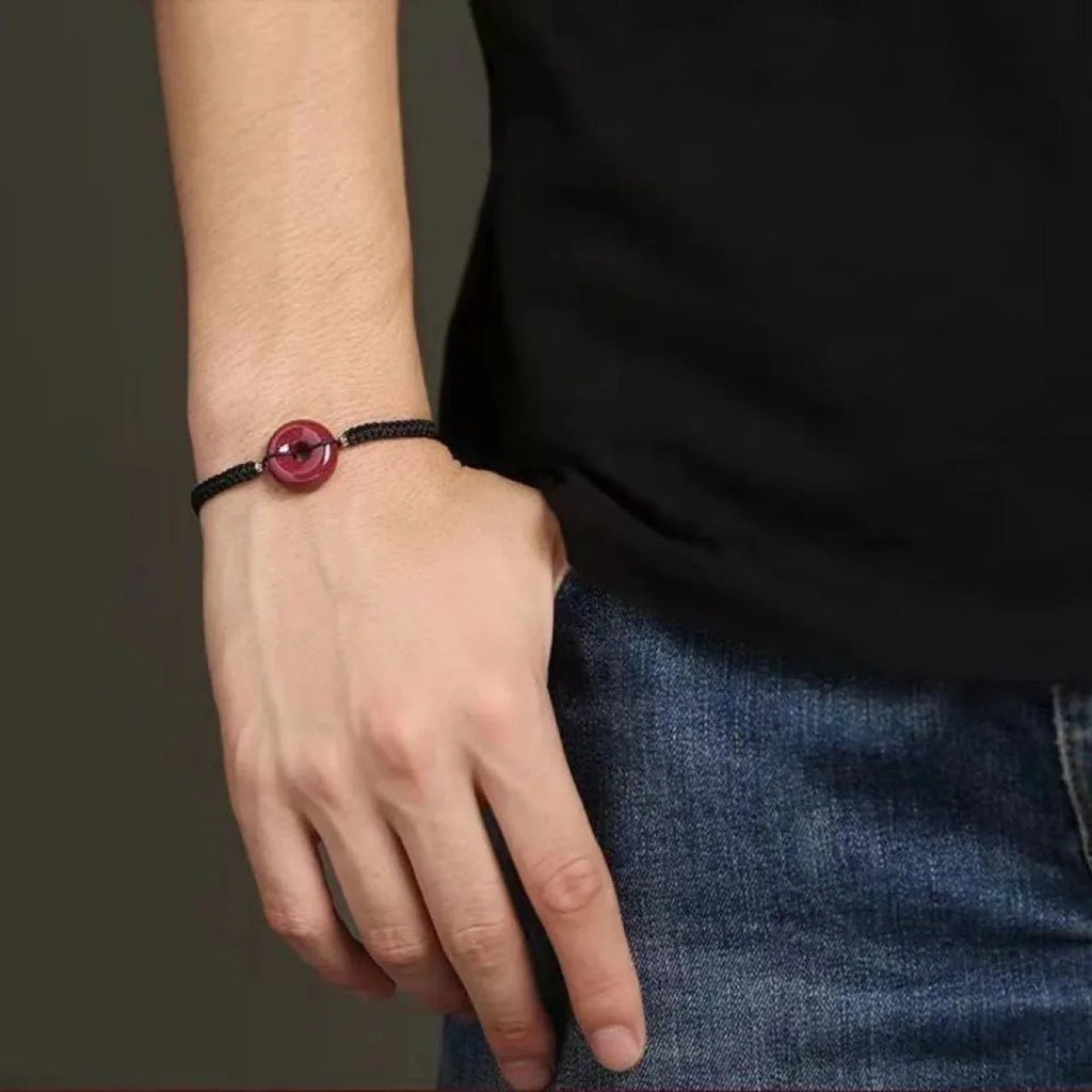 Bracelet à Boucle de Sécurité en Cinabre Or Pourpre Brut de Style Ethnique - IVOIRART.COM
