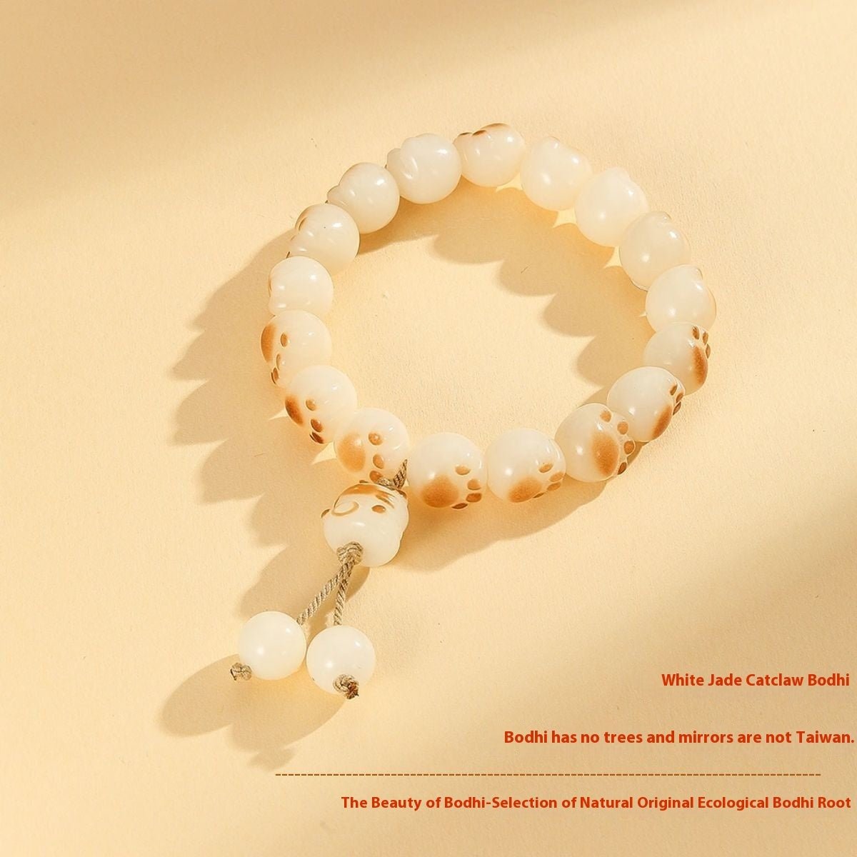 Bracelet Bodhi Patte de Chat Femme Jade Blanc Charbon Couple Artisanal Tradition - IVOIRART.COM