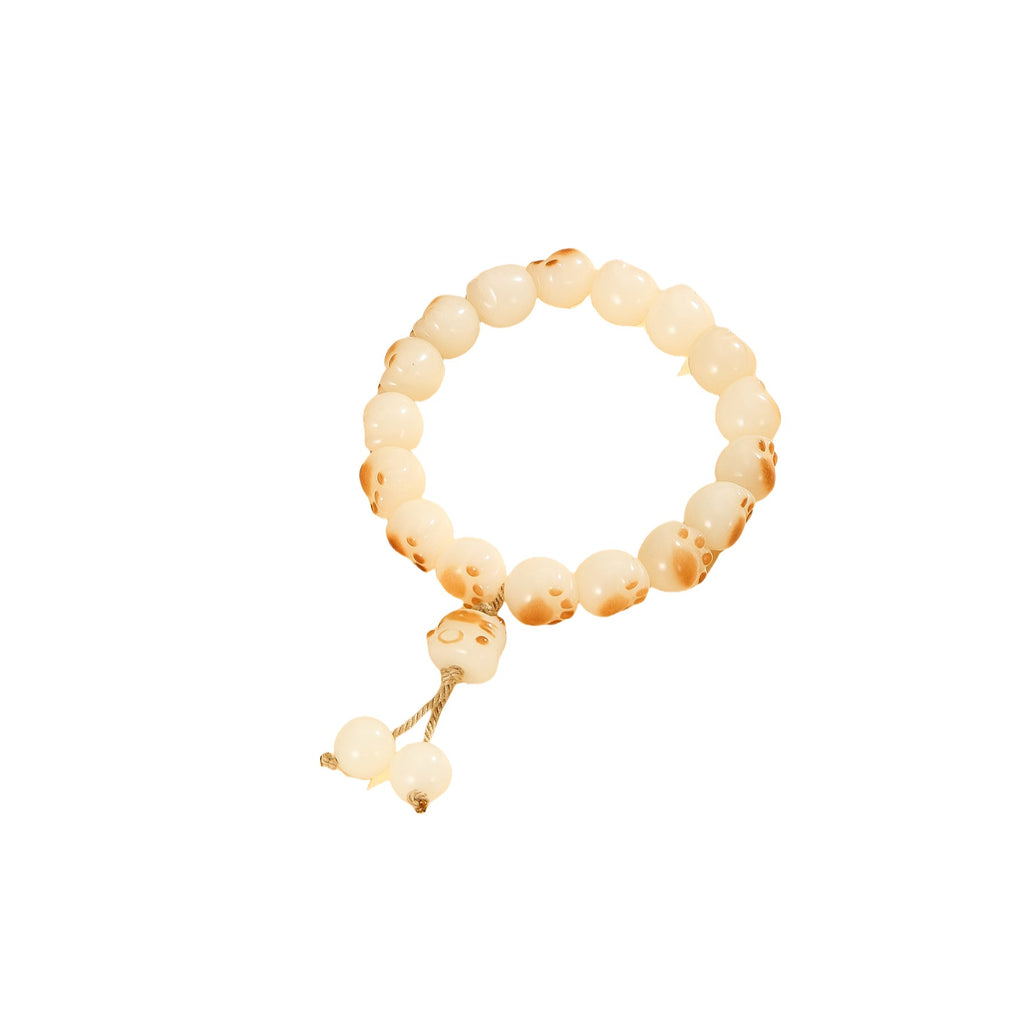Bracelet Bodhi Patte de Chat Femme Jade Blanc Charbon Couple Artisanal Tradition - IVOIRART.COM