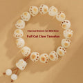 Bracelet Bodhi Patte de Chat Femme Jade Blanc Charbon Couple Artisanal Tradition - IVOIRART.COM