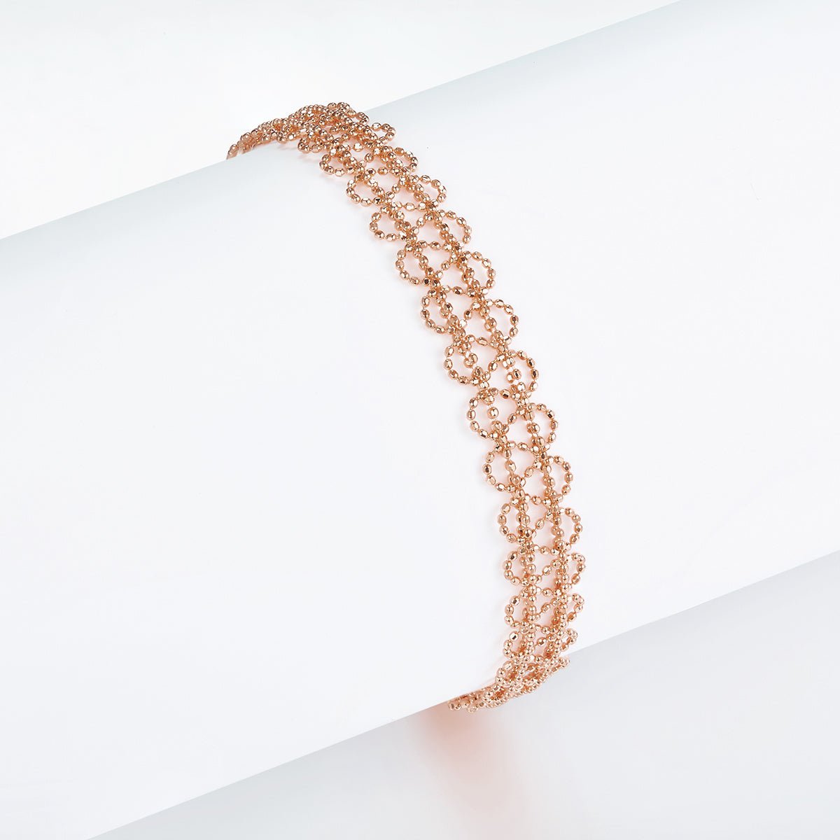 Bracelet chaîne cercle creux en argent sterling S925 pour femme, 18,5 cm, réglable, 9 mm largeur, léger, 3,2 g, plaqué platine, boîte cadeau - IVOIRART.COM