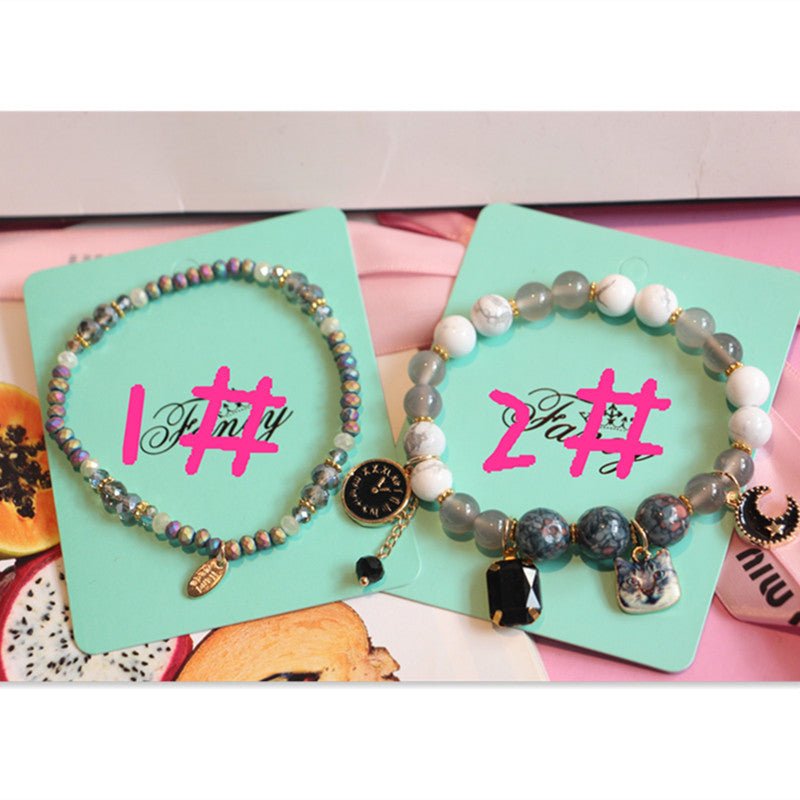 Bracelet chat en agate pierre naturelle — Bijou féminin élégant et symbolique... - IVOIRART.COM