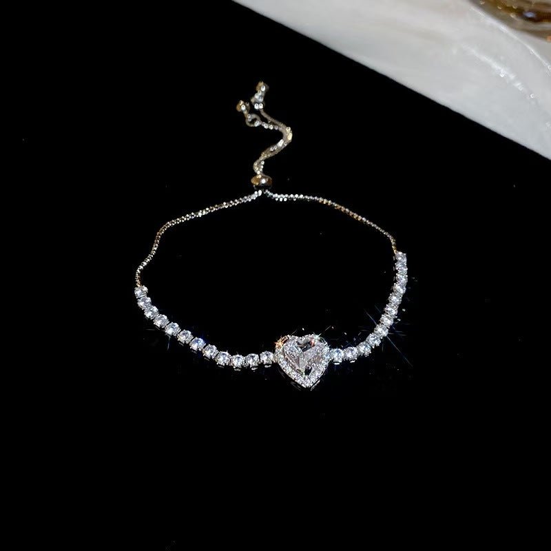 Bracelet coeur en zircone style Western, manchette premium chic et tendance mode! - IVOIRART.COM