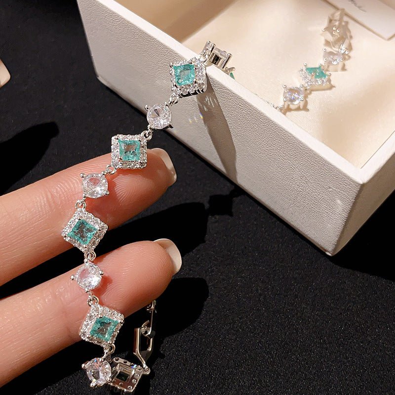 Bracelet coréen rhombe zirconium cubique délicat fait main jonc artisanal chic - IVOIRART.COM