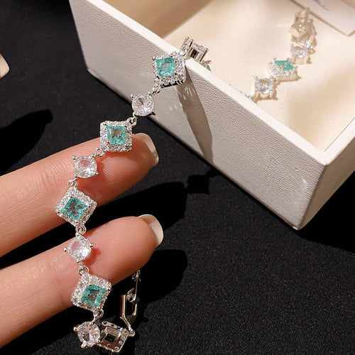 Bracelet coréen rhombe zirconium cubique délicat fait main jonc artisanal chic - IVOIRART.COM