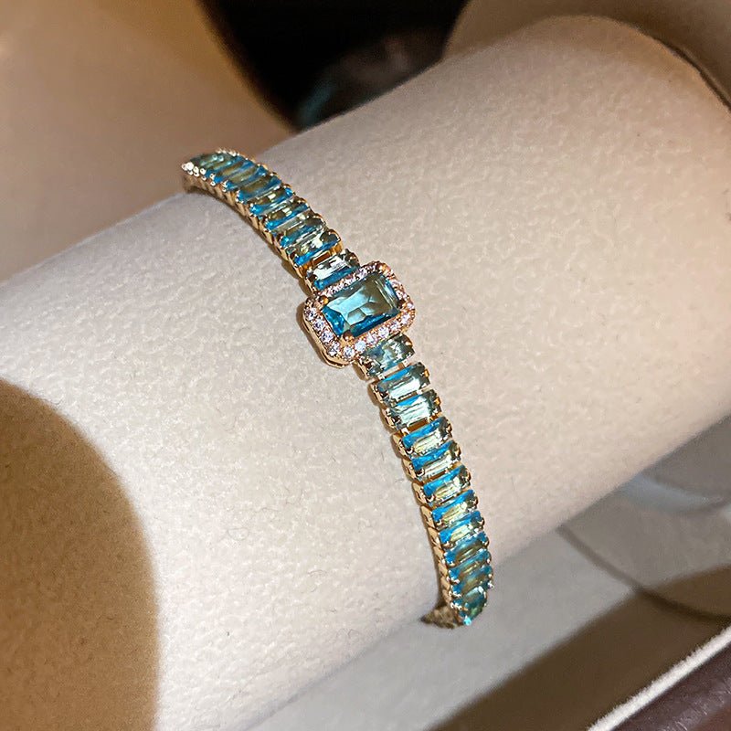 Bracelet coréen rhombe zirconium cubique délicat fait main jonc artisanal chic - IVOIRART.COM