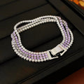 Bracelet coulissant en plaqué or 18K multicolore avec zircone ovale délicat chic - IVOIRART.COM