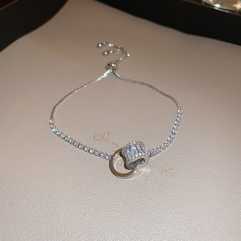 Bracelet coulissant en plaqué or 18K multicolore avec zircone ovale délicat chic - IVOIRART.COM