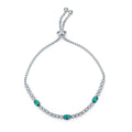 Bracelet coulissant S925 argent sterling réglable, 3 émeraudes lab-grown 23cm 6g - IVOIRART.COM