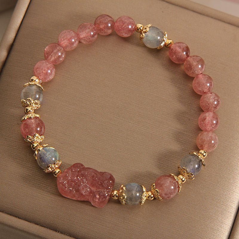 Bracelet cristal fraise naturel Brave pour femme, élégant style Japon Corée chic - IVOIRART.COM