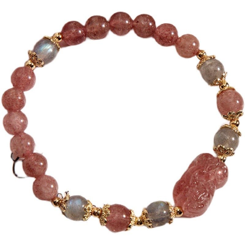 Bracelet cristal fraise naturel Brave pour femme, élégant style Japon Corée chic - IVOIRART.COM