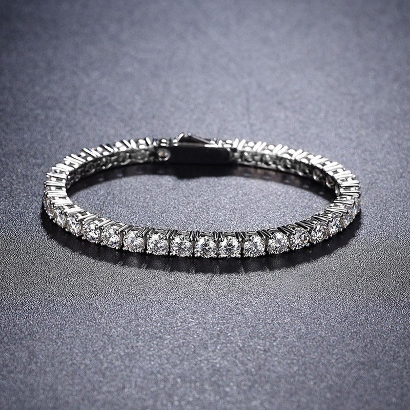Bracelet de Luxe Simple en Argent avec Moissanite Intégrale Cristalline - IVOIRART.COM