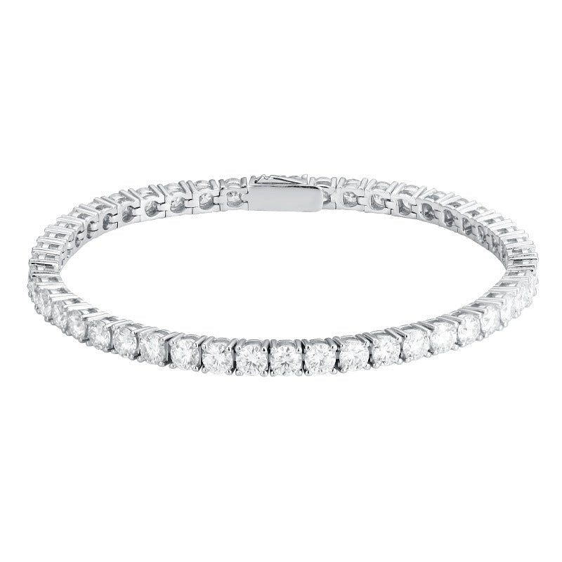 Bracelet de Luxe Simple en Argent avec Moissanite Intégrale Cristalline - IVOIRART.COM