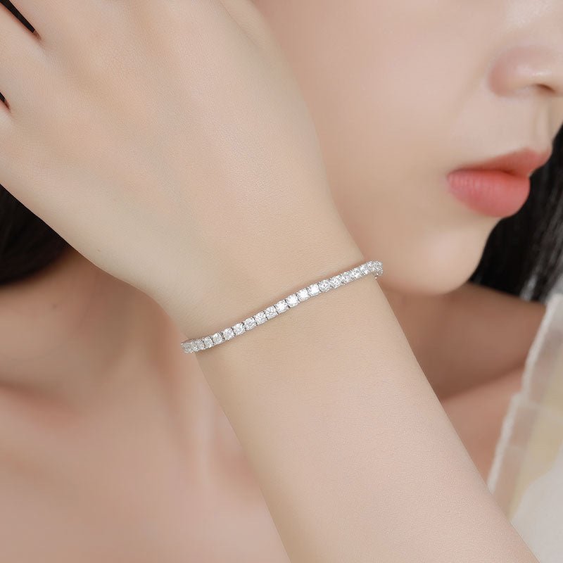 Bracelet de Luxe Simple en Argent avec Moissanite Intégrale Cristalline - IVOIRART.COM