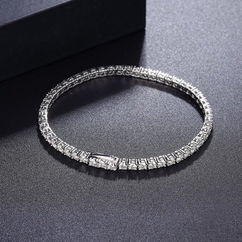 Bracelet de Luxe Simple en Argent avec Moissanite Intégrale Cristalline - IVOIRART.COM