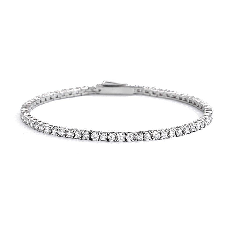 Bracelet de Luxe Simple en Argent avec Moissanite Intégrale Cristalline - IVOIRART.COM