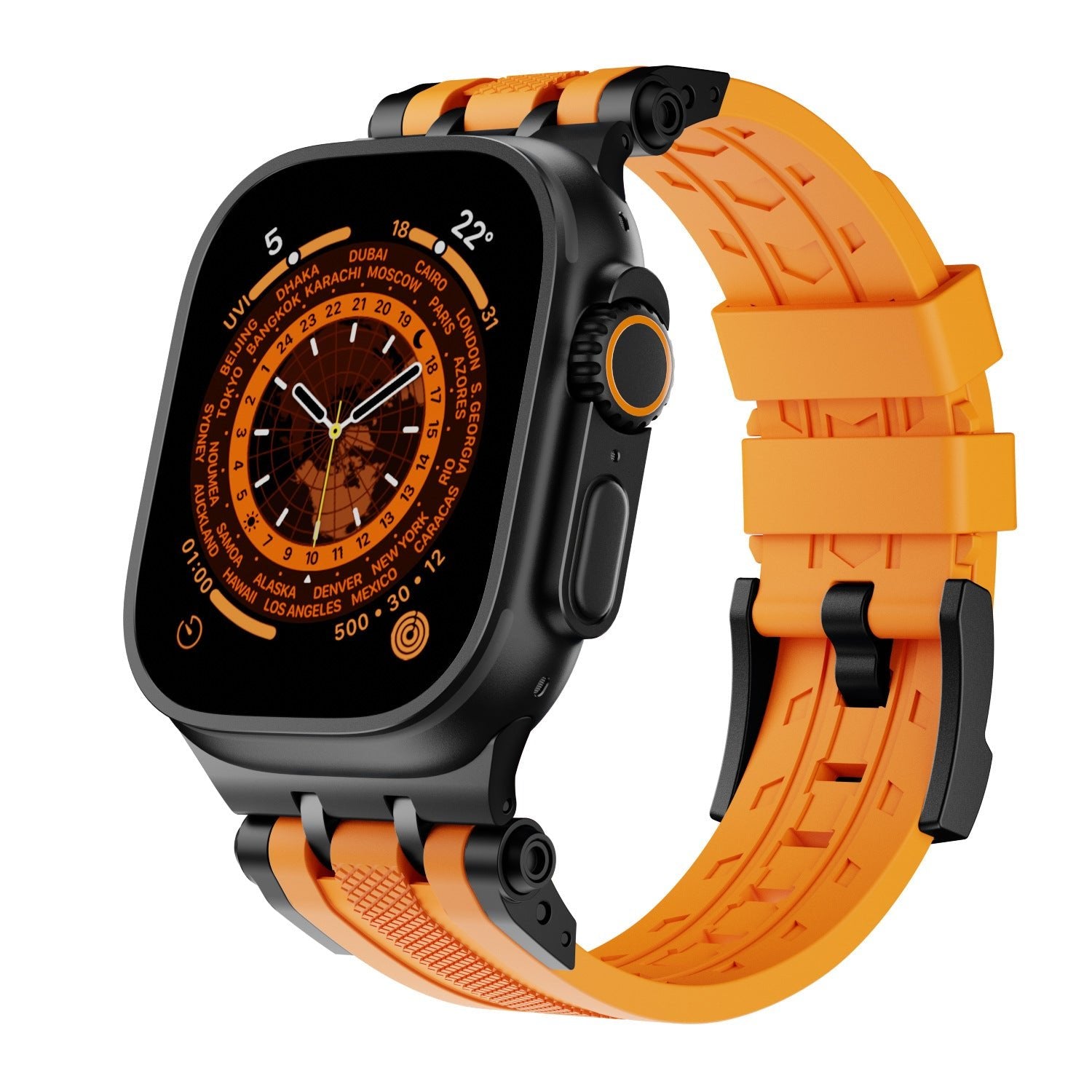 Bracelet de montre sport en caoutchouc fluoré avec connecteur innovant 49 mm - IVOIRART.COM