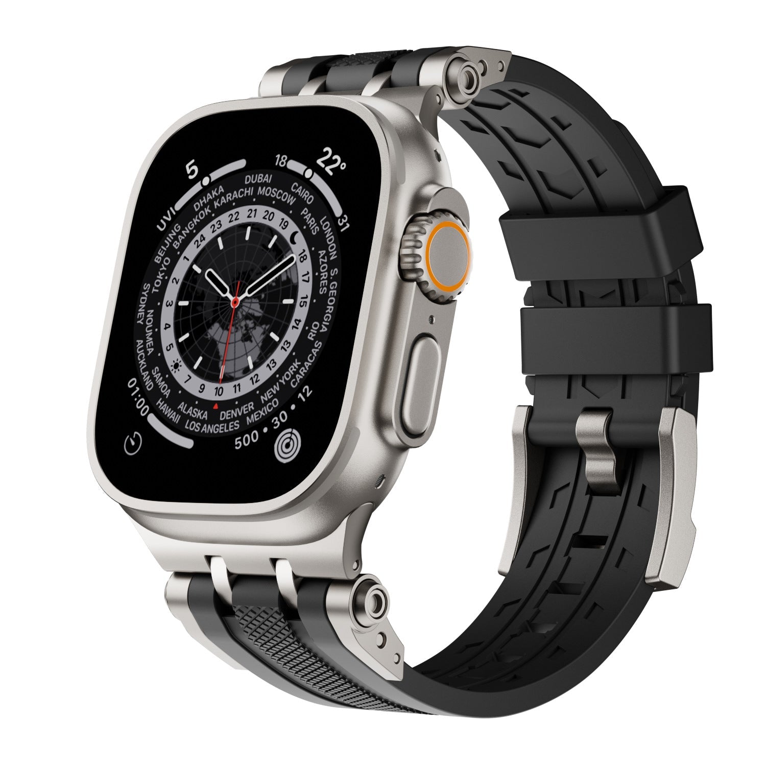 Bracelet de montre sport en caoutchouc fluoré avec connecteur innovant 49 mm - IVOIRART.COM