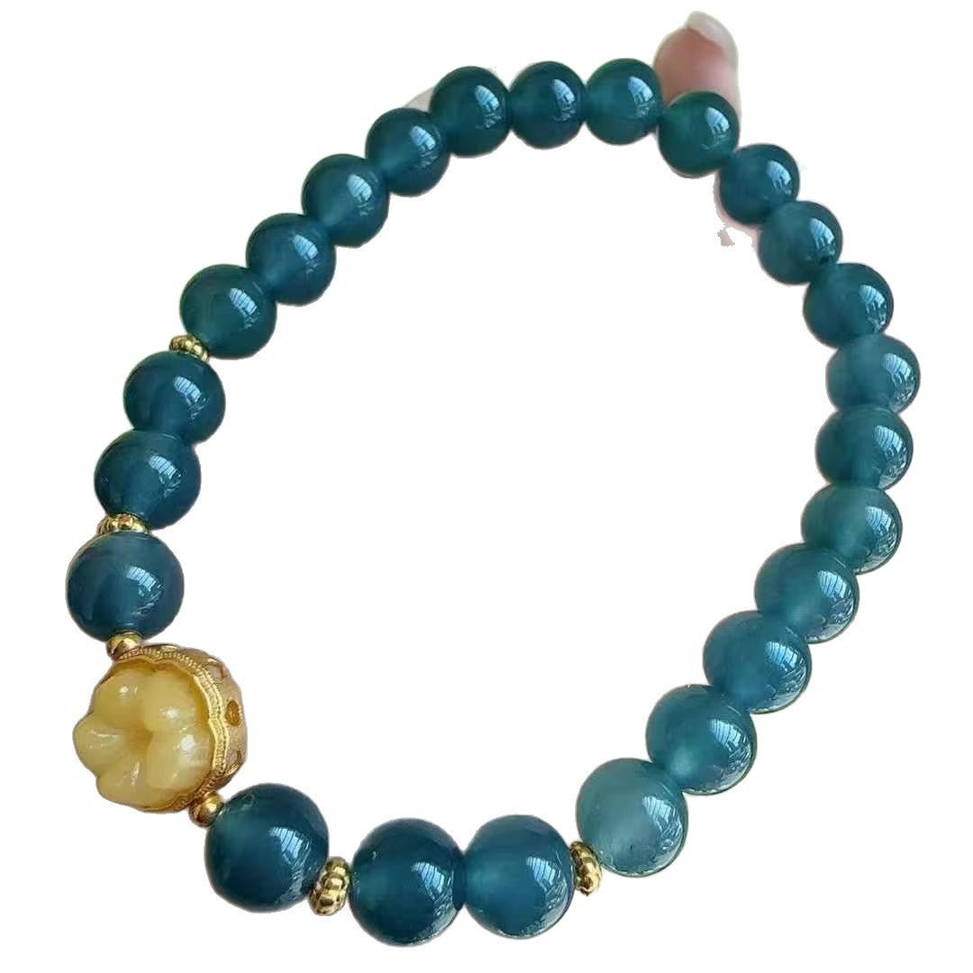 Bracelet Designer en Jadeite Grade A naturel, Rangée Unique, Chat Porte-Bonheur. - IVOIRART.COM