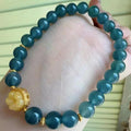 Bracelet Designer en Jadeite Grade A naturel, Rangée Unique, Chat Porte-Bonheur. - IVOIRART.COM