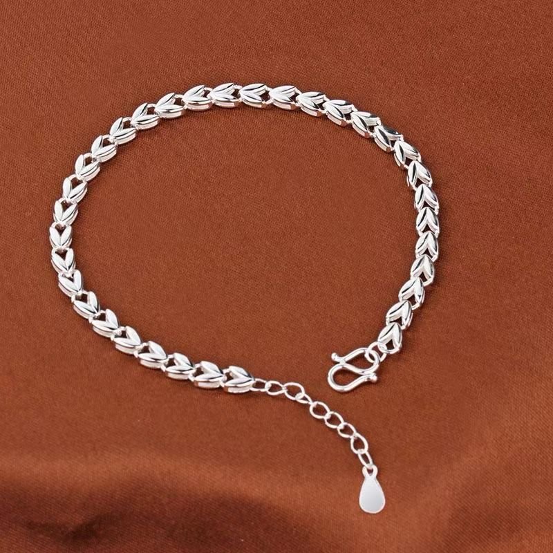 Bracelet en argent sterling 999 à motif de blé, style délicat et luxueux, idéal pour tous les jours et occasions spéciales - IVOIRART.COM